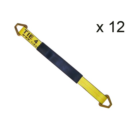 Tie 4 Safe 2" x 60" Axle Straps w/ Sleeve & D Rings, WLL: 3, 333 lbs., PK12 RT41A-60M18-Y-C-12